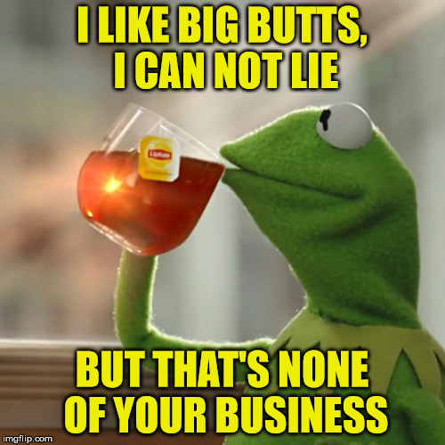 But That's None Of My Business Meme | I LIKE BIG BUTTS, I CAN NOT LIE BUT THAT'S NONE OF YOUR BUSINESS | image tagged in memes,but thats none of my business,kermit the frog | made w/ Imgflip meme maker