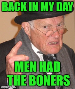 Back In My Day Meme | BACK IN MY DAY; MEN HAD THE BONERS | image tagged in memes,back in my day | made w/ Imgflip meme maker