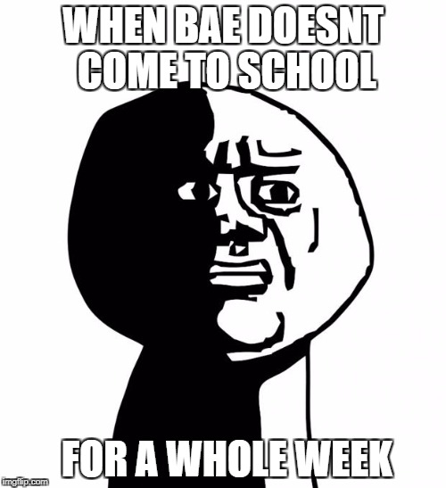Oh god why | WHEN BAE DOESNT COME TO SCHOOL; FOR A WHOLE WEEK | image tagged in oh god why | made w/ Imgflip meme maker