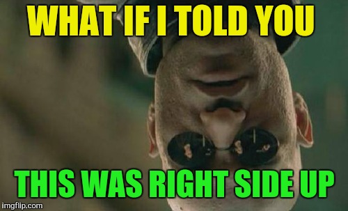 Matrix Morpheus Meme | WHAT IF I TOLD YOU THIS WAS RIGHT SIDE UP | image tagged in memes,matrix morpheus | made w/ Imgflip meme maker
