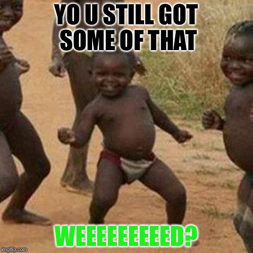 Weed takes over the world!!!!!! | YO U STILL GOT SOME OF THAT; WEEEEEEEEED? | image tagged in memes,third world success kid | made w/ Imgflip meme maker