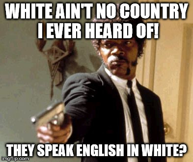 Say That Again I Dare You Meme | WHITE AIN'T NO COUNTRY I EVER HEARD OF! THEY SPEAK ENGLISH IN WHITE? | image tagged in memes,say that again i dare you | made w/ Imgflip meme maker