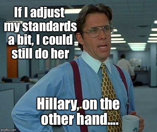 That Would Be Great Meme | If I adjust my standards a bit, I could still do her Hillary, on the other hand.... | image tagged in memes,that would be great | made w/ Imgflip meme maker