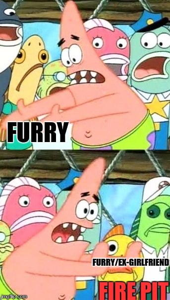 Put It Somewhere Else Patrick | FURRY; FURRY/EX-GIRLFRIEND; FIRE PIT | image tagged in memes,put it somewhere else patrick | made w/ Imgflip meme maker
