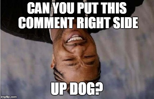 Yo Dawg Heard You Meme | CAN YOU PUT THIS COMMENT RIGHT SIDE UP DOG? | image tagged in memes,yo dawg heard you | made w/ Imgflip meme maker