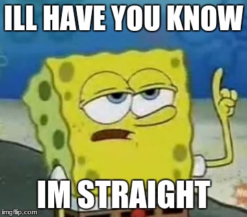 I'll Have You Know Spongebob Meme | ILL HAVE YOU KNOW; IM STRAIGHT | image tagged in memes,ill have you know spongebob | made w/ Imgflip meme maker