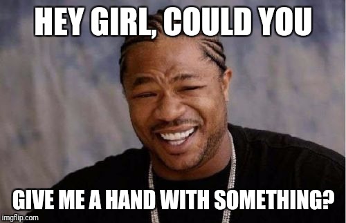 Yo Dawg Heard You Meme | HEY GIRL, COULD YOU GIVE ME A HAND WITH SOMETHING? | image tagged in memes,yo dawg heard you | made w/ Imgflip meme maker