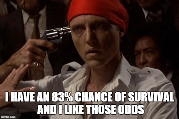 I HAVE AN 83% CHANCE OF SURVIVAL AND I LIKE THOSE ODDS | made w/ Imgflip meme maker