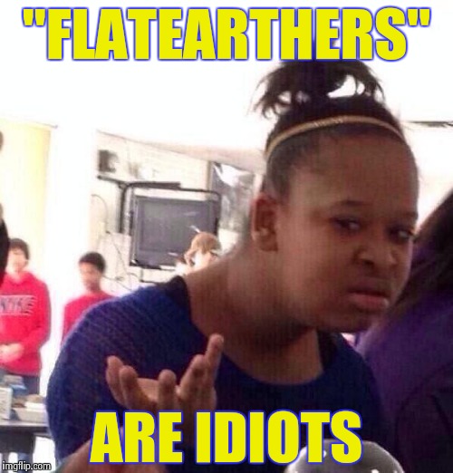Black Girl Wat Meme | "FLATEARTHERS" ARE IDIOTS | image tagged in memes,black girl wat | made w/ Imgflip meme maker
