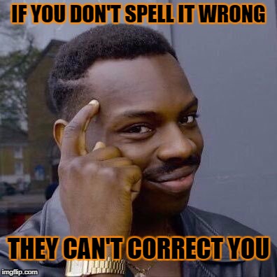 IF YOU DON'T SPELL IT WRONG THEY CAN'T CORRECT YOU | made w/ Imgflip meme maker