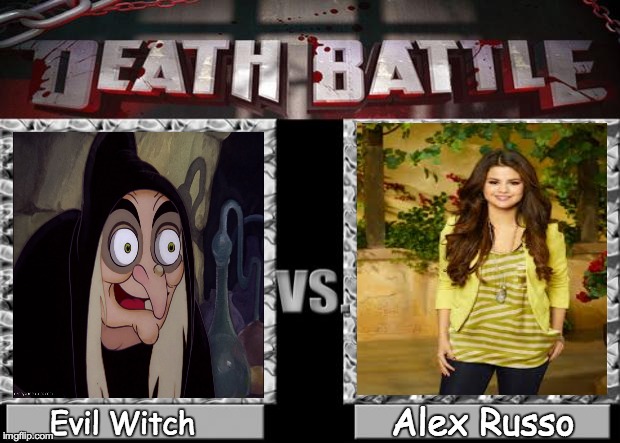 death battle | Alex Russo; Evil Witch | image tagged in death battle | made w/ Imgflip meme maker