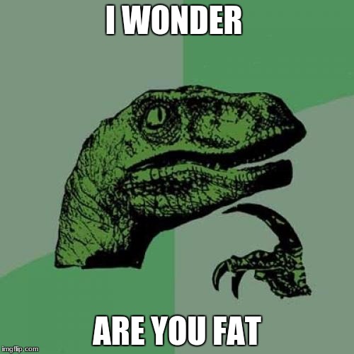 Philosoraptor | I WONDER; ARE YOU FAT | image tagged in memes,philosoraptor | made w/ Imgflip meme maker