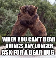 WHEN YOU CAN'T BEAR THINGS ANY LONGER ASK FOR A BEAR HUG | made w/ Imgflip meme maker
