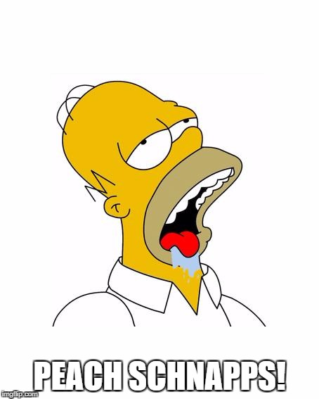 Homer Simpson Drooling | PEACH SCHNAPPS! | image tagged in homer simpson drooling | made w/ Imgflip meme maker