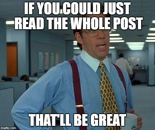 That Would Be Great Meme | IF YOU COULD JUST READ THE WHOLE POST; THAT'LL BE GREAT | image tagged in memes,that would be great | made w/ Imgflip meme maker