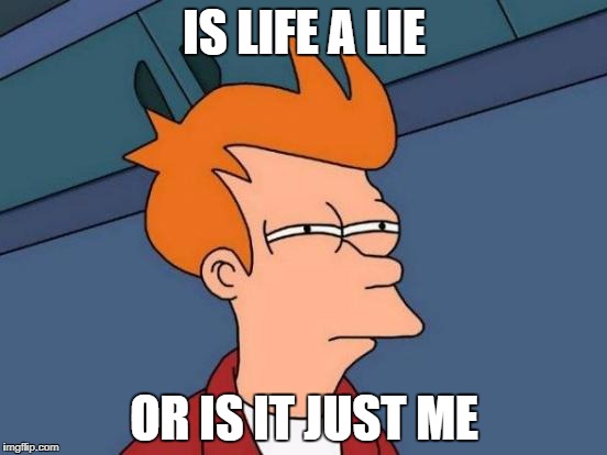 Futurama Fry Meme | IS LIFE A LIE; OR IS IT JUST ME | image tagged in memes,futurama fry | made w/ Imgflip meme maker