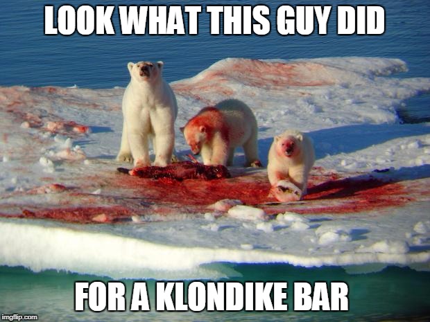 Coke Bears | LOOK WHAT THIS GUY DID; FOR A KLONDIKE BAR | image tagged in coke bears | made w/ Imgflip meme maker