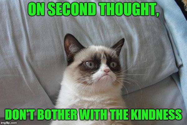 ON SECOND THOUGHT, DON'T BOTHER WITH THE KINDNESS | made w/ Imgflip meme maker