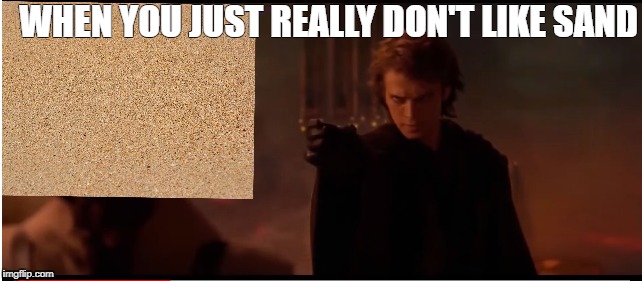 Anakin hates sand | WHEN YOU JUST REALLY DON'T LIKE SAND | image tagged in sand,phish | made w/ Imgflip meme maker