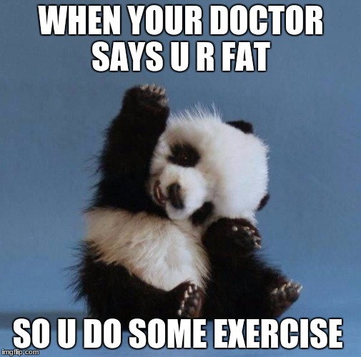 Panda | WHEN YOUR DOCTOR SAYS U R FAT; SO U DO SOME EXERCISE | image tagged in panda | made w/ Imgflip meme maker