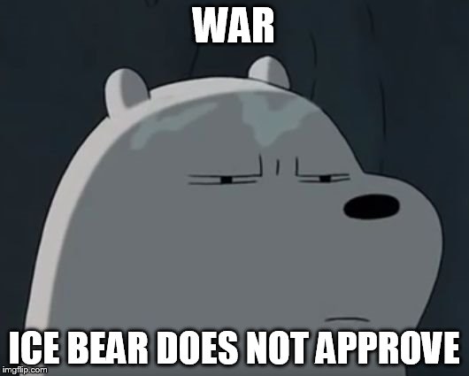 Ice Bear Does Not Approve | WAR; ICE BEAR DOES NOT APPROVE | image tagged in ice bear does not approve | made w/ Imgflip meme maker