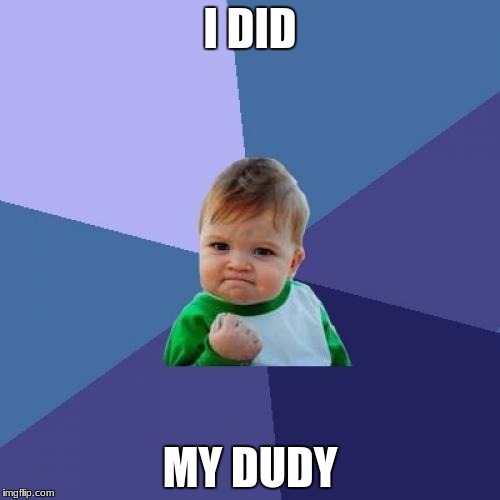 Success Kid Meme | I DID; MY DUDY | image tagged in memes,success kid | made w/ Imgflip meme maker