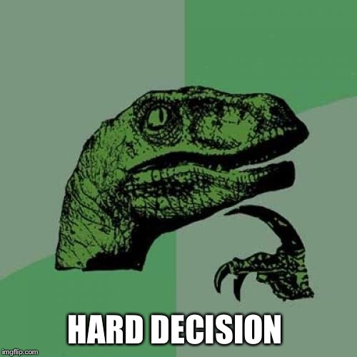 Philosoraptor Meme | HARD DECISION | image tagged in memes,philosoraptor | made w/ Imgflip meme maker