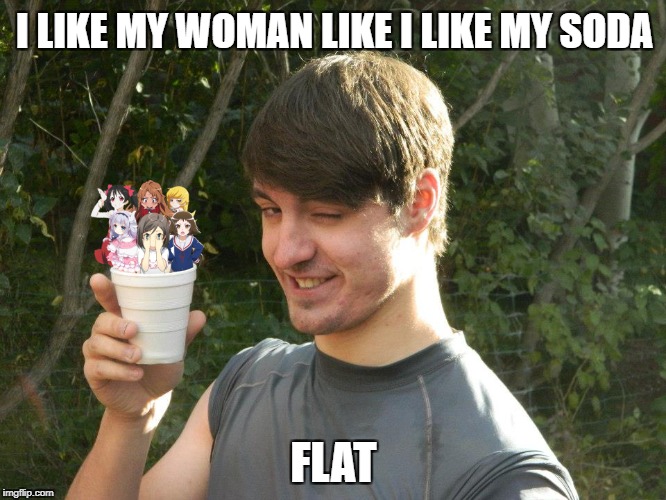 #PLSDONTCALLTHECOPS | I LIKE MY WOMAN LIKE I LIKE MY SODA; FLAT | image tagged in memes,loli,anime | made w/ Imgflip meme maker