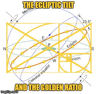 The ecliptic tilt and the Golden Ratio. | THE ECLIPTIC TILT; AND THE GOLDEN RATIO | image tagged in earth,the golden ratio,gravity,ecliptic tilt | made w/ Imgflip meme maker