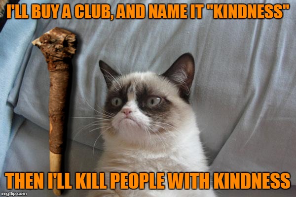 I'LL BUY A CLUB, AND NAME IT "KINDNESS" THEN I'LL KILL PEOPLE WITH KINDNESS | made w/ Imgflip meme maker