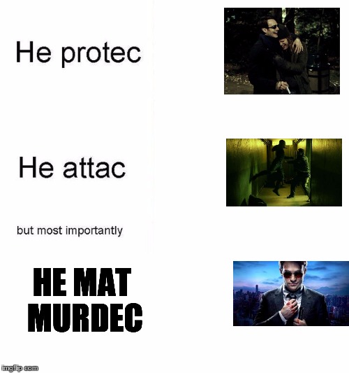 Mat Murdec
 | HE MAT MURDEC | image tagged in he protec | made w/ Imgflip meme maker