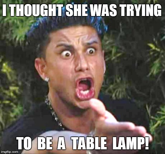 I THOUGHT SHE WAS TRYING TO  BE  A  TABLE  LAMP! | made w/ Imgflip meme maker