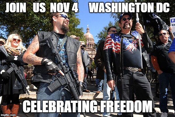 guns | JOIN   US  NOV 4    
WASHINGTON DC; CELEBRATING FREEDOM | image tagged in guns | made w/ Imgflip meme maker