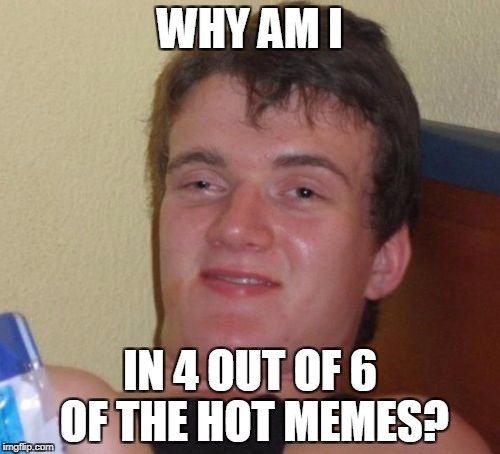 10 Guy | WHY AM I; IN 4 OUT OF 6 OF THE HOT MEMES? | image tagged in memes,10 guy | made w/ Imgflip meme maker