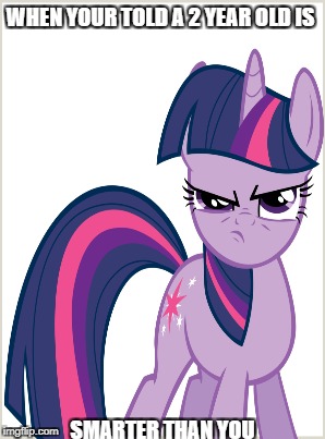 oh twilight | WHEN YOUR TOLD A 2 YEAR OLD IS; SMARTER THAN YOU | image tagged in my little pony | made w/ Imgflip meme maker
