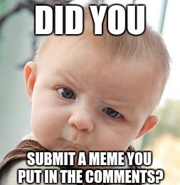 Skeptical Baby Meme | DID YOU SUBMIT A MEME YOU PUT IN THE COMMENTS? | image tagged in memes,skeptical baby | made w/ Imgflip meme maker