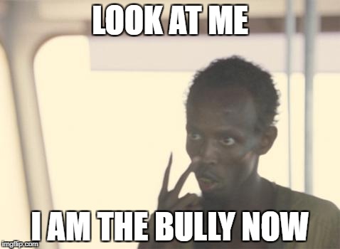 I'm The Captain Now Meme | LOOK AT ME; I AM THE BULLY NOW | image tagged in memes,i'm the captain now | made w/ Imgflip meme maker