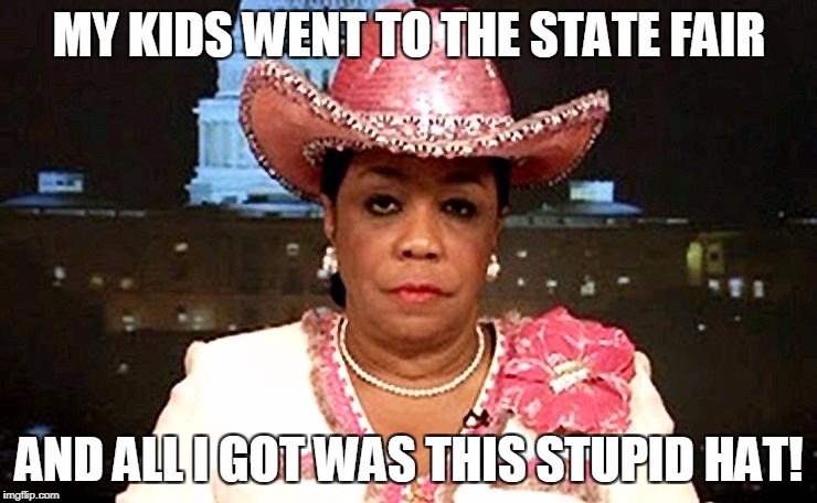 Hag Tag Frederica Be Stylin' |  MY KIDS WENT TO THE STATE FAIR; AND ALL I GOT WAS THIS STUPID HAT! | image tagged in frederica wilson,frederica,funny,clown,hagtag | made w/ Imgflip meme maker