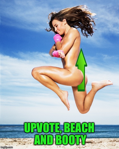 Upvote Miesha Tate | UPVOTE, BEACH AND BOOTY | image tagged in upvote miesha tate | made w/ Imgflip meme maker