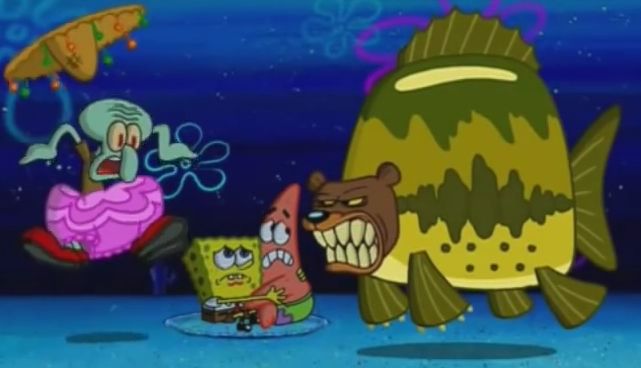 SpongeBob - Squidward Sea Bear Attack Blank Meme Template