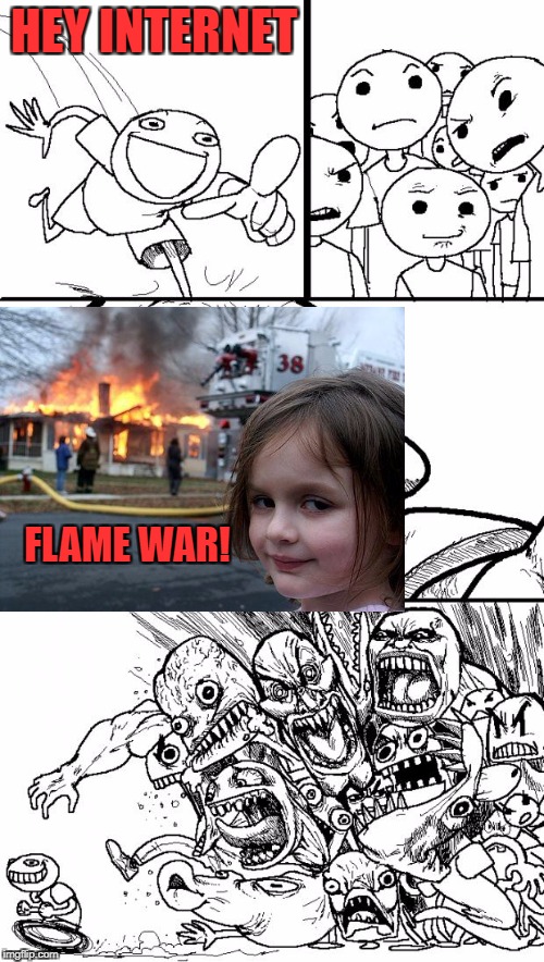 Hey Internet Meme | HEY INTERNET; FLAME WAR! | image tagged in memes,hey internet | made w/ Imgflip meme maker