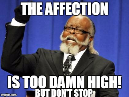 Too Damn High | THE AFFECTION; IS TOO DAMN HIGH! BUT DON'T STOP | image tagged in memes,too damn high | made w/ Imgflip meme maker