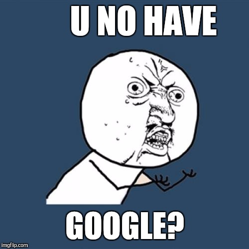 Y U No Meme | U NO HAVE GOOGLE? | image tagged in memes,y u no | made w/ Imgflip meme maker