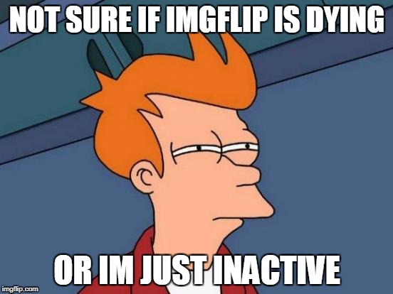 Futurama Fry | NOT SURE IF IMGFLIP IS DYING; OR IM JUST INACTIVE | image tagged in memes,futurama fry | made w/ Imgflip meme maker