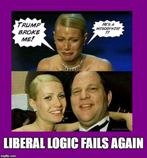 Hollywood scumbags | LIBERAL LOGIC FAILS AGAIN | image tagged in memes,harvey weinstein,paltrow,hollywood,scumbag hollywood,hollywood liberals | made w/ Imgflip meme maker