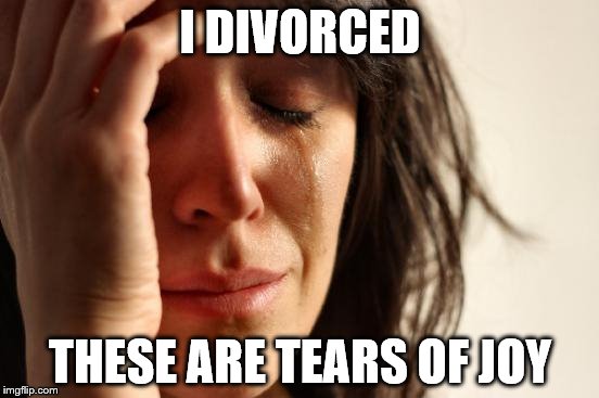 First World Problems Meme | I DIVORCED; THESE ARE TEARS OF JOY | image tagged in memes,first world problems | made w/ Imgflip meme maker