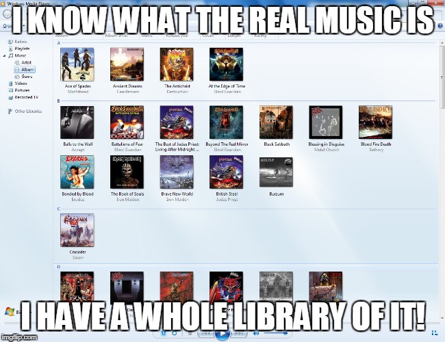 This is just a fragment of all that I frequently listen to and of what I have alrealy heard/listened to | I KNOW WHAT THE REAL MUSIC IS I HAVE A WHOLE LIBRARY OF IT! | image tagged in memes,powermetalhead,life,love,heavy metal,library | made w/ Imgflip meme maker