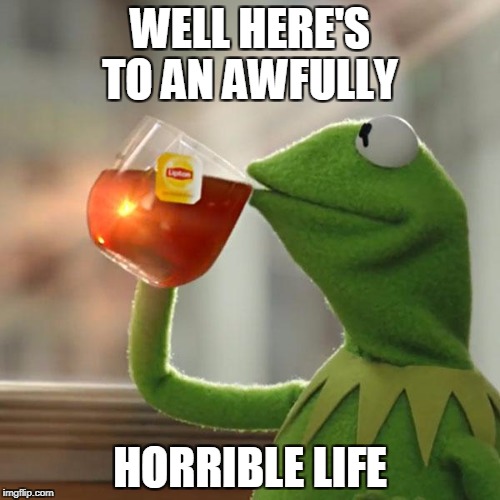 But That's None Of My Business | WELL HERE'S TO AN AWFULLY; HORRIBLE LIFE | image tagged in memes,but thats none of my business,kermit the frog | made w/ Imgflip meme maker