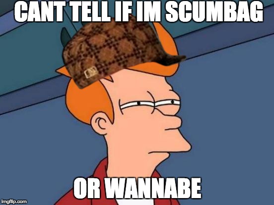 Futurama Fry Meme | CANT TELL IF IM SCUMBAG; OR WANNABE | image tagged in memes,futurama fry,scumbag | made w/ Imgflip meme maker