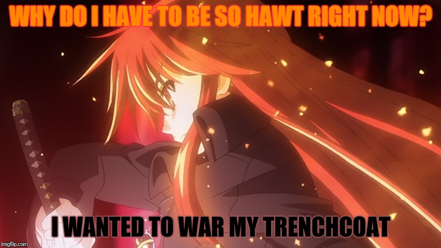 WHY DO I HAVE TO BE SO HAWT RIGHT NOW? I WANTED TO WAR MY TRENCHCOAT | made w/ Imgflip meme maker